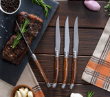 French Home Set of 4 Laguiole Steak Knives, Wood Grain