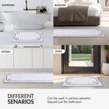 High Pile Bordered Bathroom Rug, White