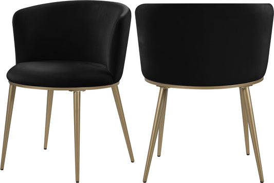 Skylar Contemporary Dining Chair Set of 2 - Stylish Velvet Seating with Gold Legs for Modern Homes
