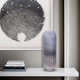 Cool Ice Blue Ribbed Cylindrical Vessel