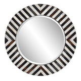 Julianna Round Horn and Shell Tiled Mirror