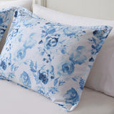 Dreamy Vintage Floral Striped Comforter Set, Blue