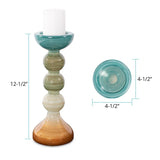 Capri Stripe Glass Candle Holder- Short