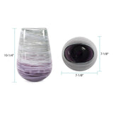 Swirled Smoke and Aubergine Torpedo Glass Vase- Short