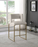 Caleb Contemporary Counter Stool Set of 2 – Luxurious Velvet Design with Stylish Square Backrest