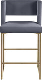 Caleb Contemporary Counter Stool Set of 2 – Luxurious Velvet Design with Stylish Square Backrest