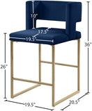 Caleb Contemporary Counter Stool Set of 2 – Luxurious Velvet Design with Stylish Square Backrest