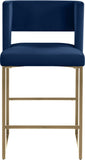 Caleb Contemporary Counter Stool Set of 2 – Luxurious Velvet Design with Stylish Square Backrest