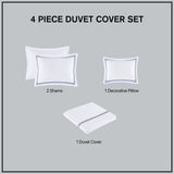 Cotton Sateen Luxury Comforter/Duvet Cover Set, Navy/White