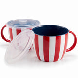 Kook Ceramic Soup Mugs with Lids, 25 oz, Set of 2