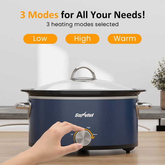 3 Qt Slow Cooker & Mini Food Warmer with 3 Heating Settings