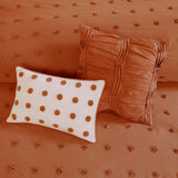 Chenille Poms Cotton Comforter/Duvet Cover Set, Rust