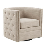Swivel Glider Accent Chair in Barrel Style, Cream *