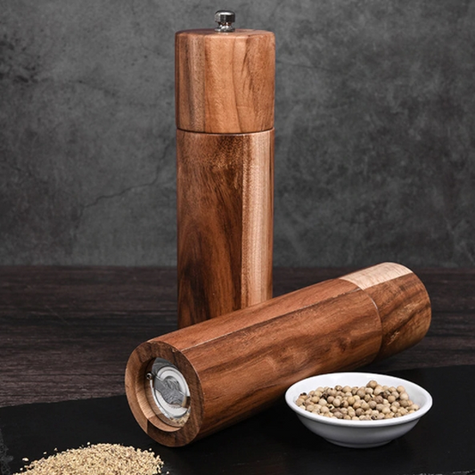 Wooden Salt and Pepper Grinders Set Manual Mills