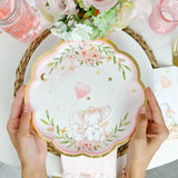 Elephant Baby Shower 9 in. Premium Paper Plates - Pink (Set