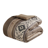 Wholesale 5 Piece Geometric Stripe Herringbone Comforter Set, Brown