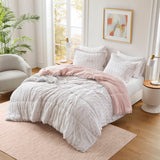 Long Faux Fur Comforter Mini Set, Blush