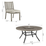 PEAKHOME Azur Patio Round Dining Table Sets With Armless Chair And Sunbrella® Cushions