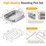 15.6'' Roasting Pan with V-Shaped Rack, Rectangular