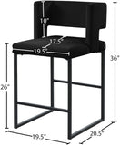 Caleb Contemporary Counter Stool Set of 2 – Luxurious Velvet Design with Stylish Square Backrest