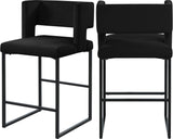 Caleb Contemporary Counter Stool Set of 2 – Luxurious Velvet Design with Stylish Square Backrest