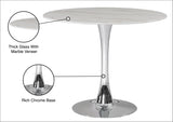 Tulip Contemporary Dining Table with Elegant Faux Marble Top and Stylish Base for Small Spaces