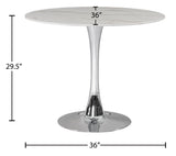Tulip Contemporary Dining Table with Elegant Faux Marble Top and Stylish Base for Small Spaces