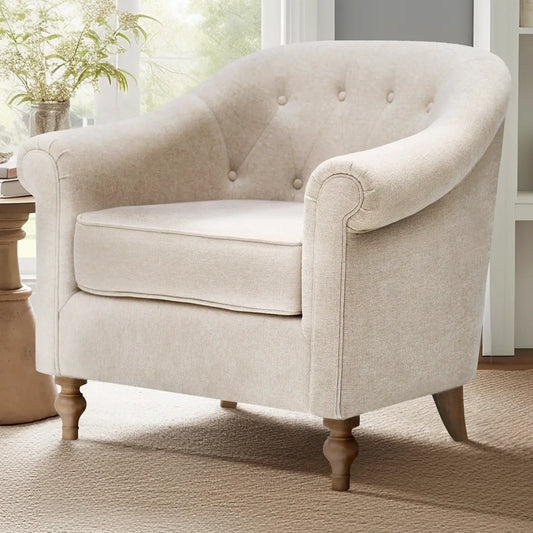 Wholesale Low Back Tufted Accent Arm Chair, Cream