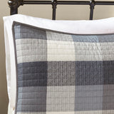 6 Piece Buffalo Plaid Herringbone Reversible Quilt Set, Grey