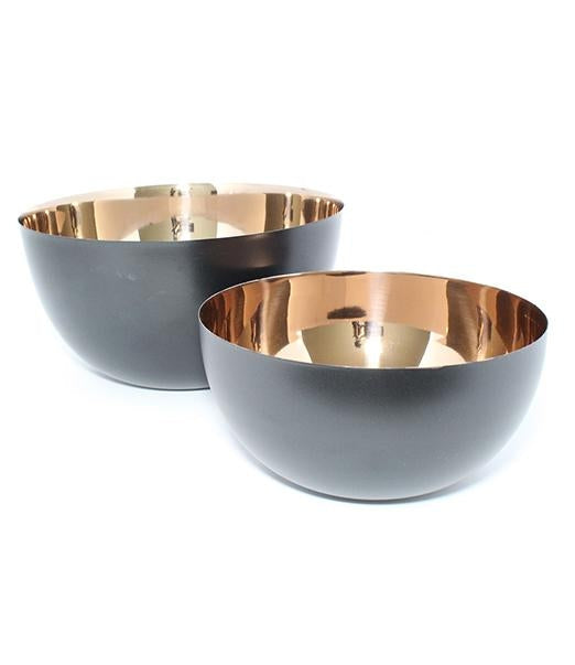 Copper & Black Matte Stainless Steel Bowl Set 2 Pc