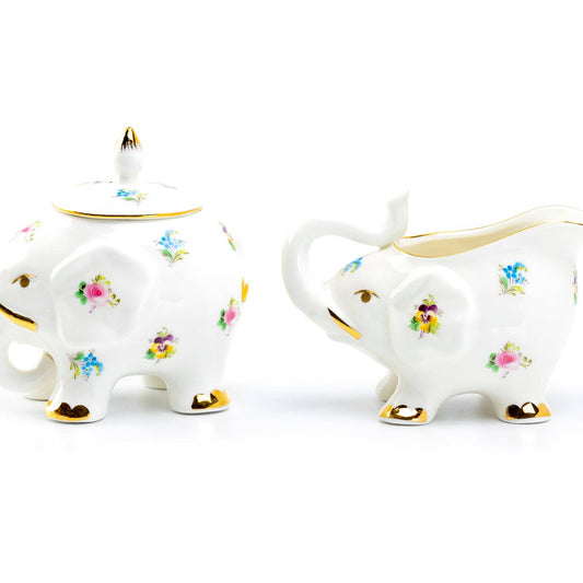Grace Teaware Floral Elephant Sugar & Creamer Set