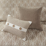 Button Accent Taupe Duvet Cover Set with Removable Insert