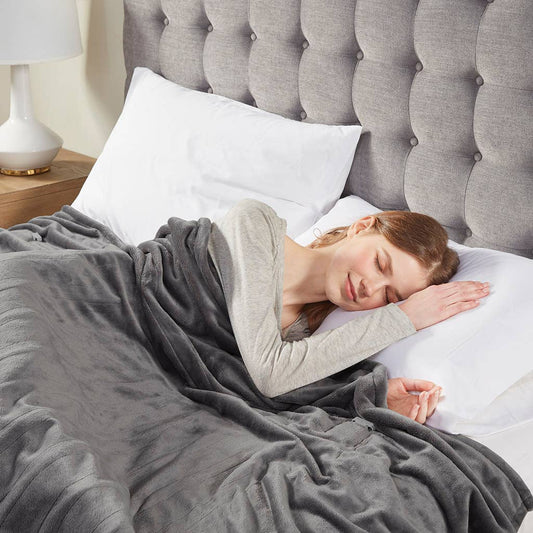Heated Plush Electric Bedding Blanket, Dark Grey