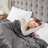 Heated Plush Electric Bedding Blanket, Dark Grey