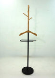 Lewis Freestanding Valet Coat Rack with Light Oak Hanger and Black Frame
