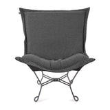 Scroll Puff Chair Titanium- Barbet Charcoal/Black