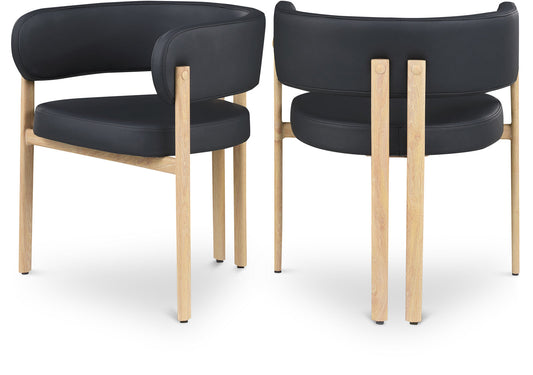 Gideon Dining Chairs Set of 2 - Stylish Vegan Leather with Natural Wood Look, Perfect for Modern Homes