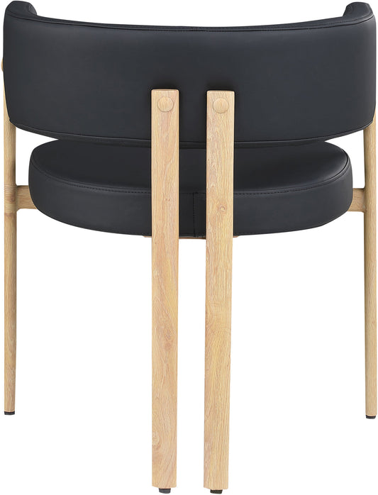 Gideon Dining Chairs Set of 2 - Stylish Vegan Leather with Natural Wood Look, Perfect for Modern Homes