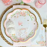 Elephant Baby Shower 9 in. Premium Paper Plates - Pink (Set