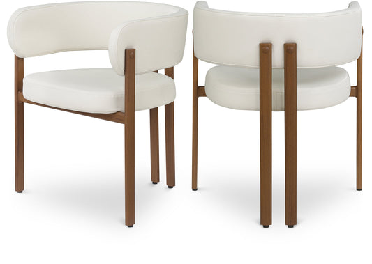 Gideon Dining Chairs - Set of 2 Contemporary Vegan Leather Chairs with Stylish Walnut Frame