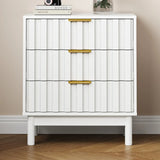 3 Drawer Dresser, Modern Chest of Drawers with Fluted Panel