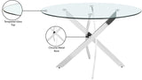 Xander Contemporary Dining Table with Elegant Tempered Glass Top and Stunning Metal Base Design