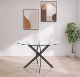Xander Contemporary Dining Table with Elegant Tempered Glass Top and Stunning Metal Base Design