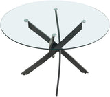 Xander Contemporary Dining Table with Elegant Tempered Glass Top and Stunning Metal Base Design