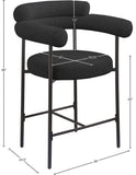 Blake Counter Stool Set of 2 - Stylish Contemporary Design with Durable Matte Black Iron Frame