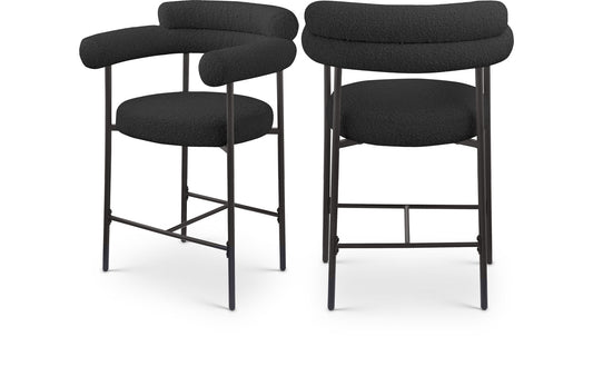 Blake Counter Stool Set of 2 - Stylish Contemporary Design with Durable Matte Black Iron Frame