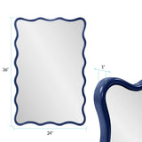 Maya Rectangular Waved Edge Mirror in Glossy Navy