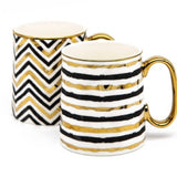 Kook Fez Black Gold Coffee Mugs Set of 2, 14.8 oz