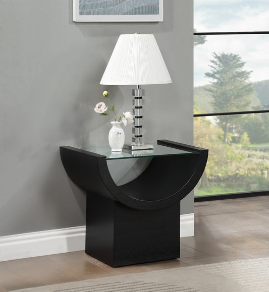 Beverwil End Table - Art Deco Glamour with Elegant Glass Top and Stunning Geometric Design