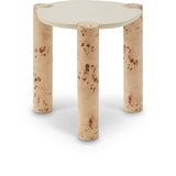 Thor End Table - Contemporary Burl Design with White Resin Top for Modern Living Room Elegance